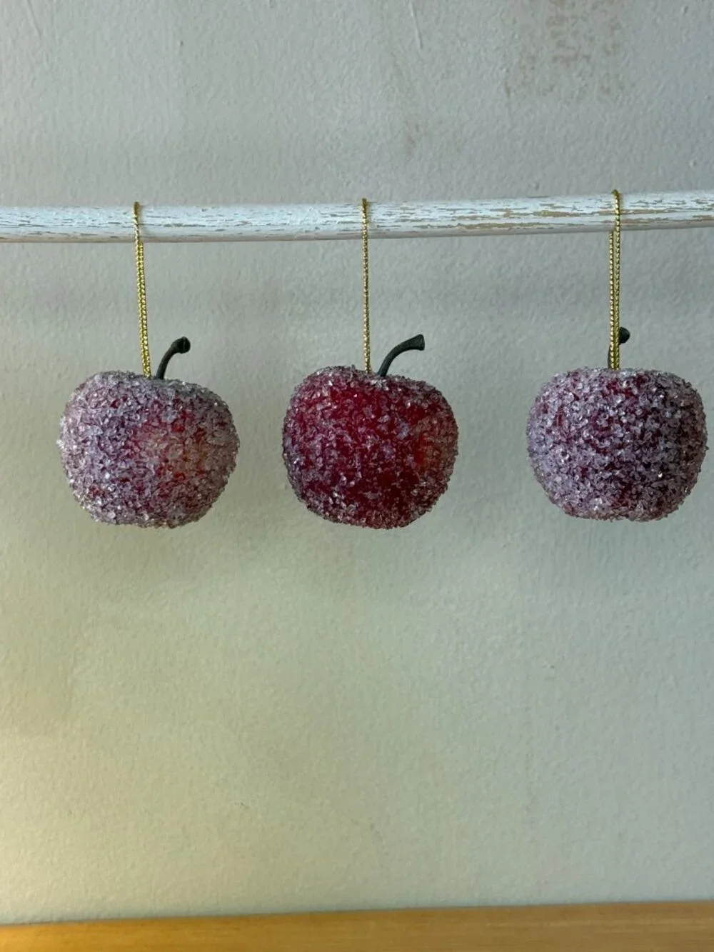 Vintage Sugared Apple Ornaments Set of 3 Retro Holiday Décor #2